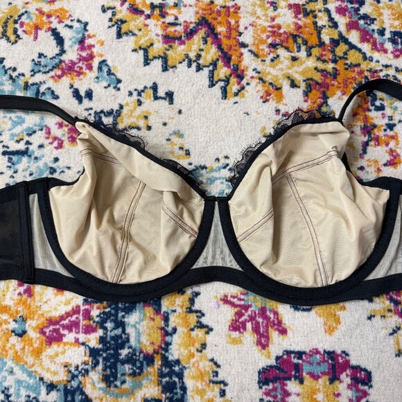 Cacique Unlined Full Coverage Lace Underwired Bra Womens Size 42DD Black Sexy - Picture 2 of 7